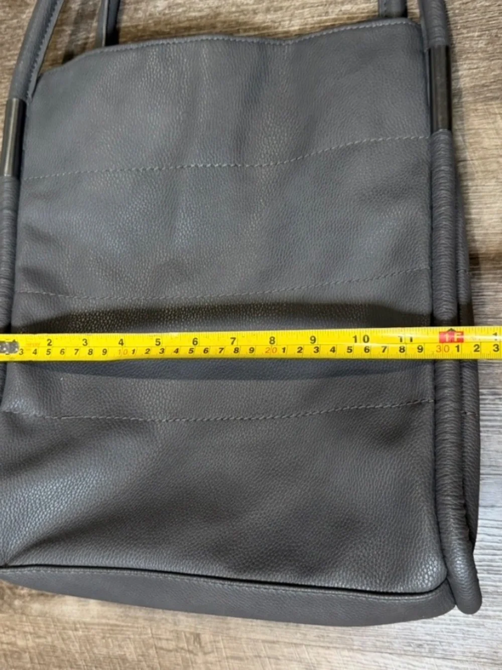 Neiman Marcus Dark Gray Faux Leather Shopper purse hand Tote Bag Travel Beach